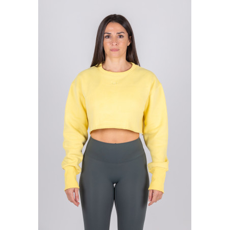 Women's Hoodie Crop Top Soft Yellow - PowerCrop