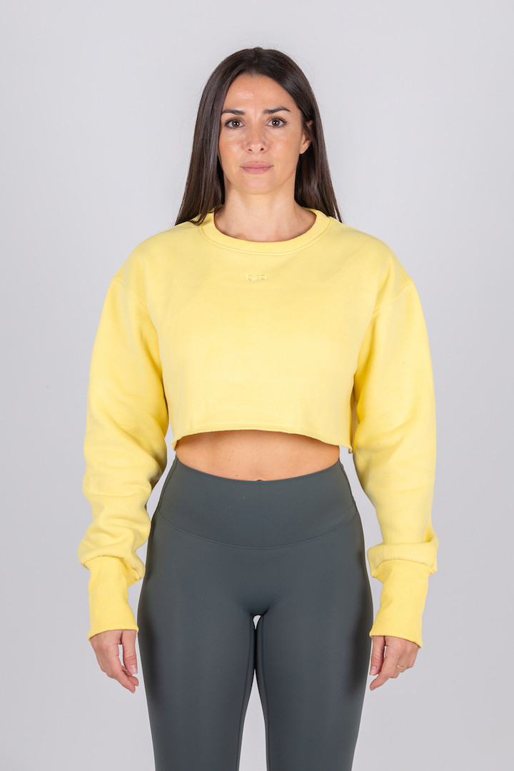 Yellow crop top hoodie clearance
