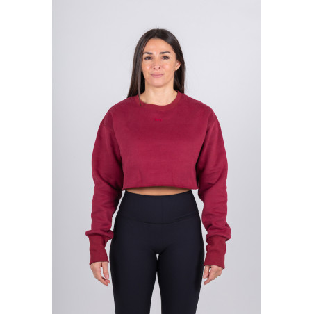 Women's Hoodie Crop Top Wine Red - PowerCrop