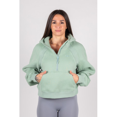 Women's Hoodie Cropped Light Green - UltraCozy