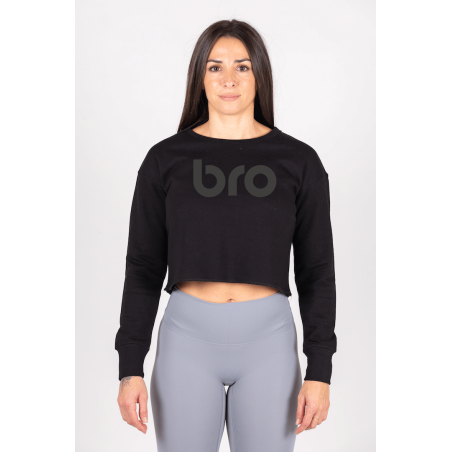 Women's Hoodie Crop Top Black - Power Classic