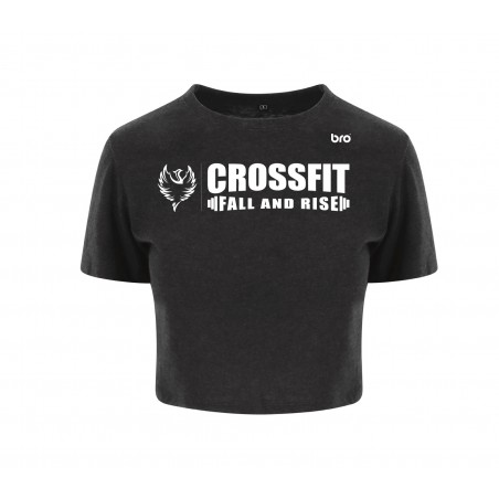Crop Top Noir Femme - CrossFit Fall & Rise